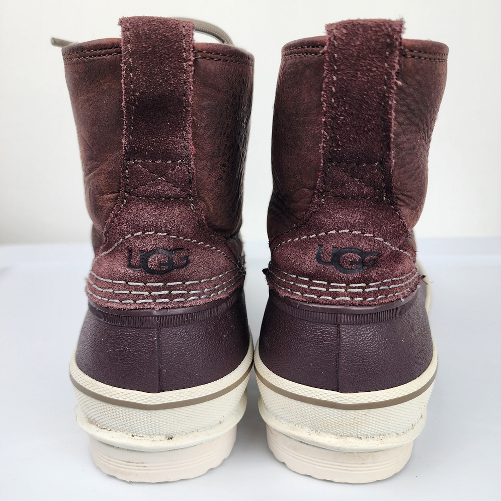 UGG Waterproof Leather Duck Boot Burgundy Men Size 7.5 - Picture 7 of 13